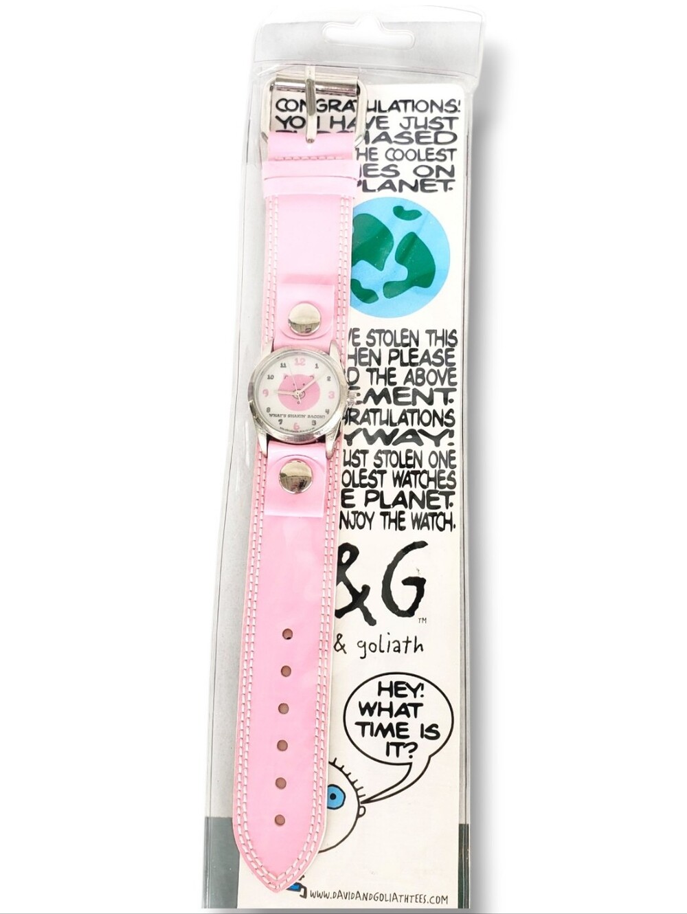 RARE vintage David & Goliath Pig pink Watch wristwatch still in its original